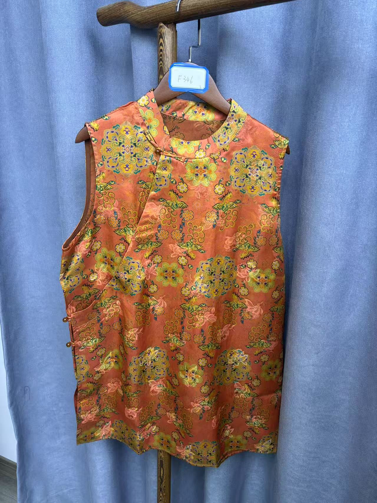 (瑕疵）2025夏季新款时尚简约新中式桑蚕丝奥黛提花上衣女F346