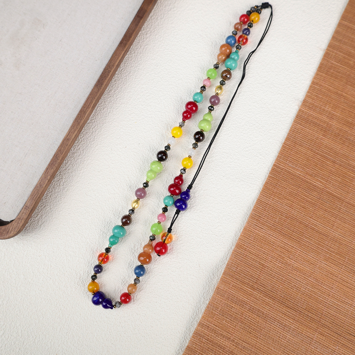 合金项链 LZ3109五路葫芦五彩多宝葫芦绳编琉璃项链