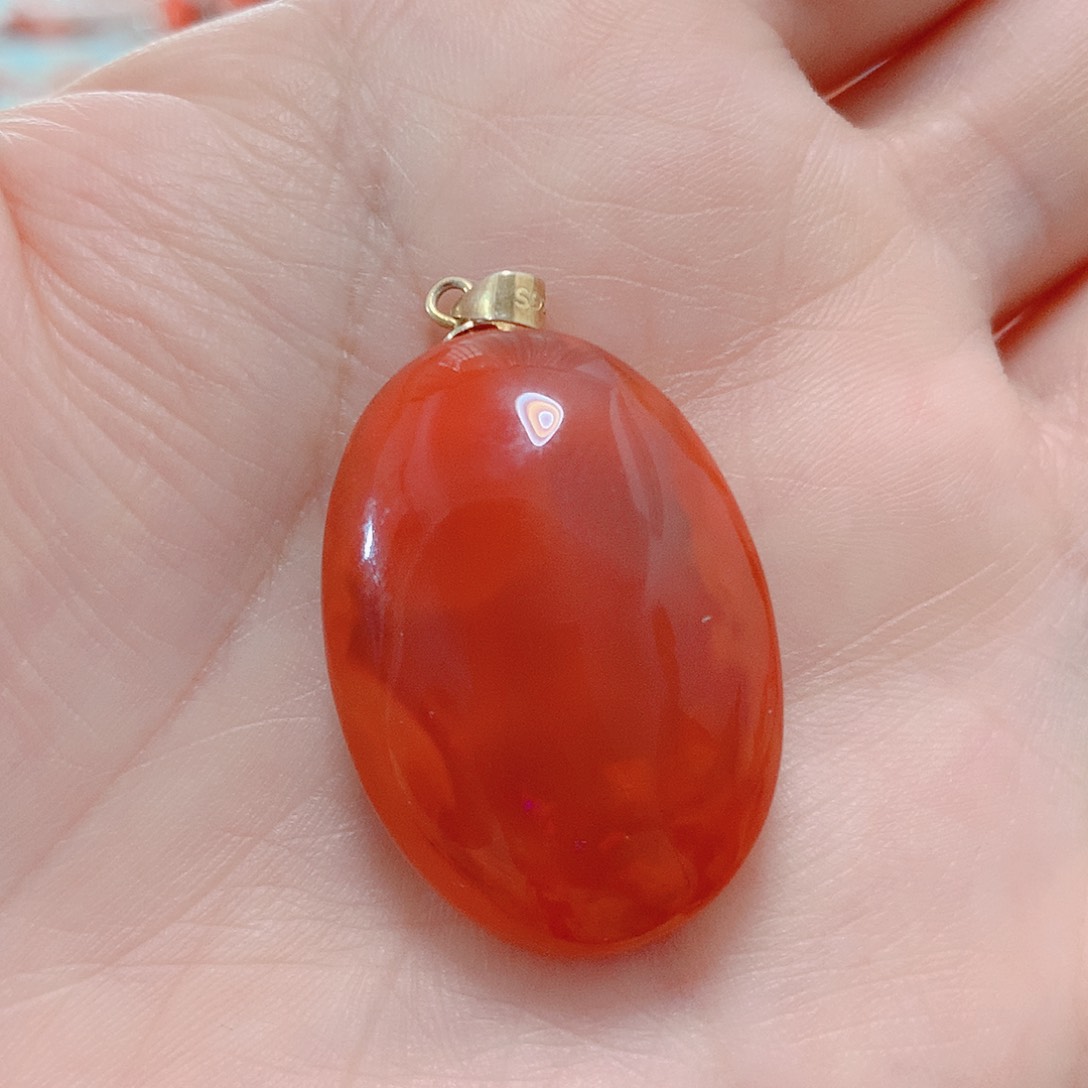 南红玛瑙吊坠(不含链)银S925镶嵌