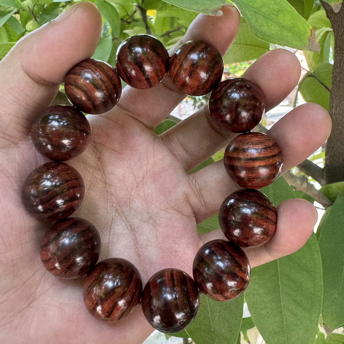 海南黄花梨七彩纹2.0文玩手串