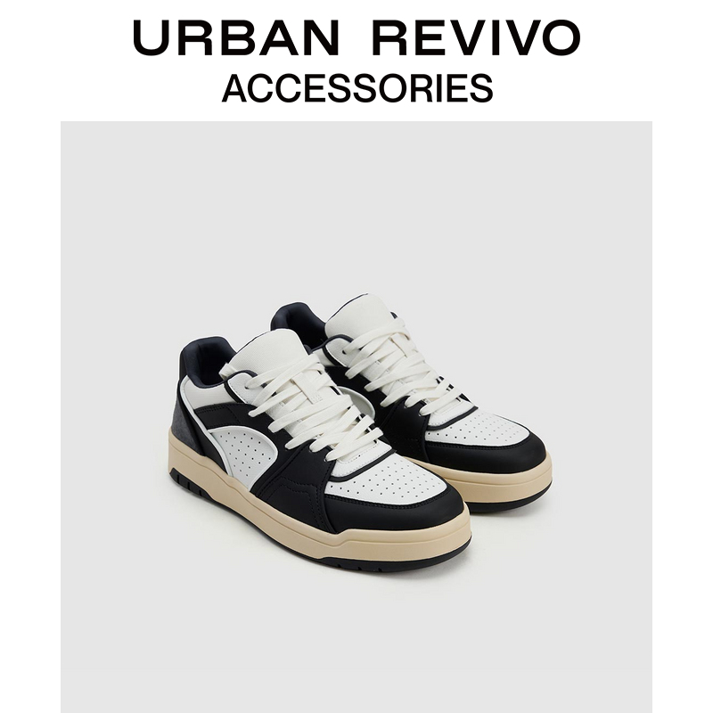 URBAN REVIVO2025夏季新款男士撞色拼接厚底运动鞋UAMS50028