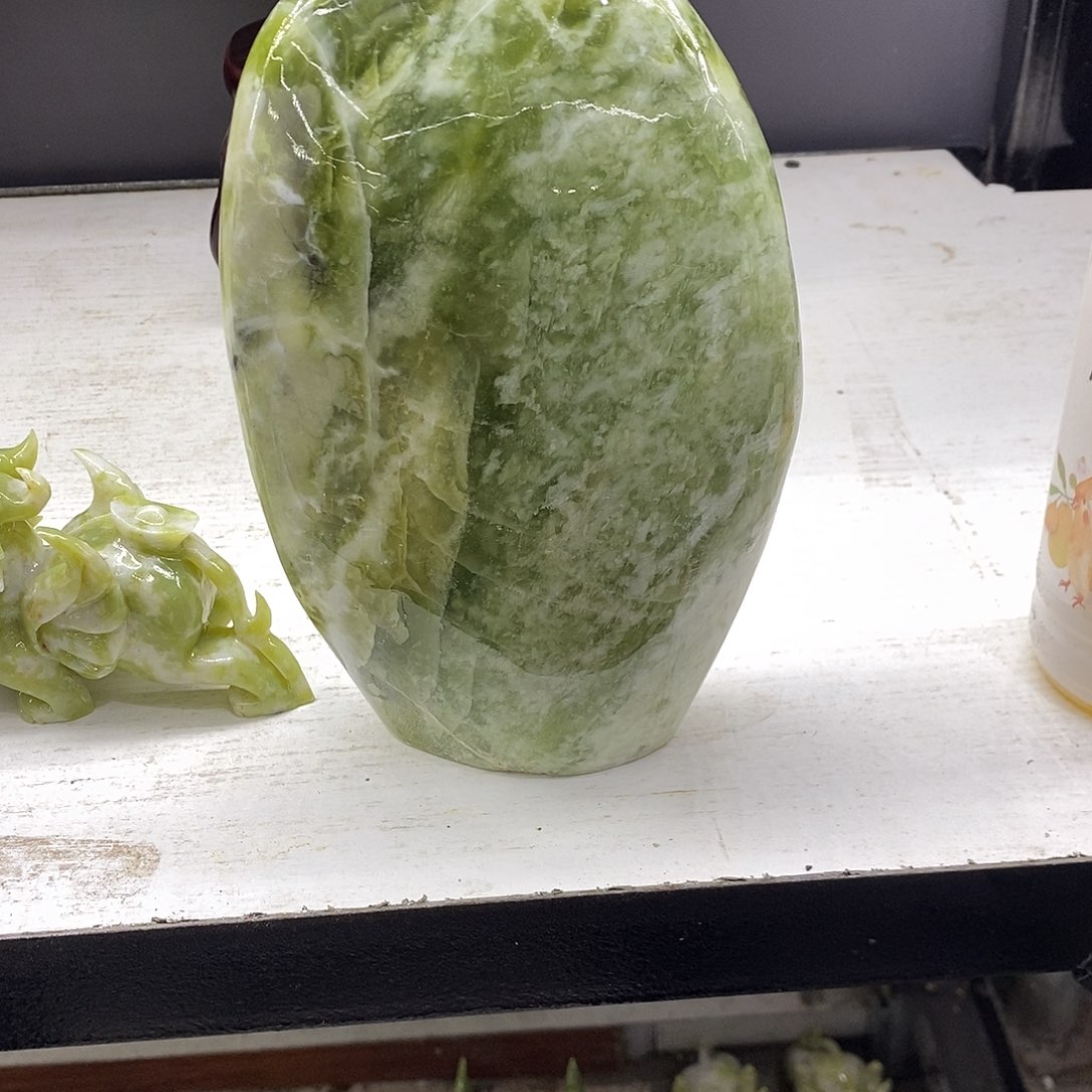 蛇纹石玉未镶嵌石石好运手工制作