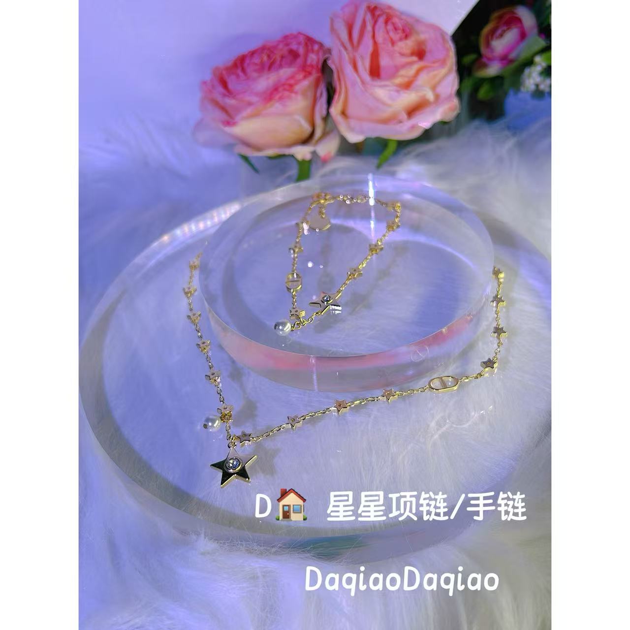 铜合金合成锆石项链 D家 星星项链套装 00A143