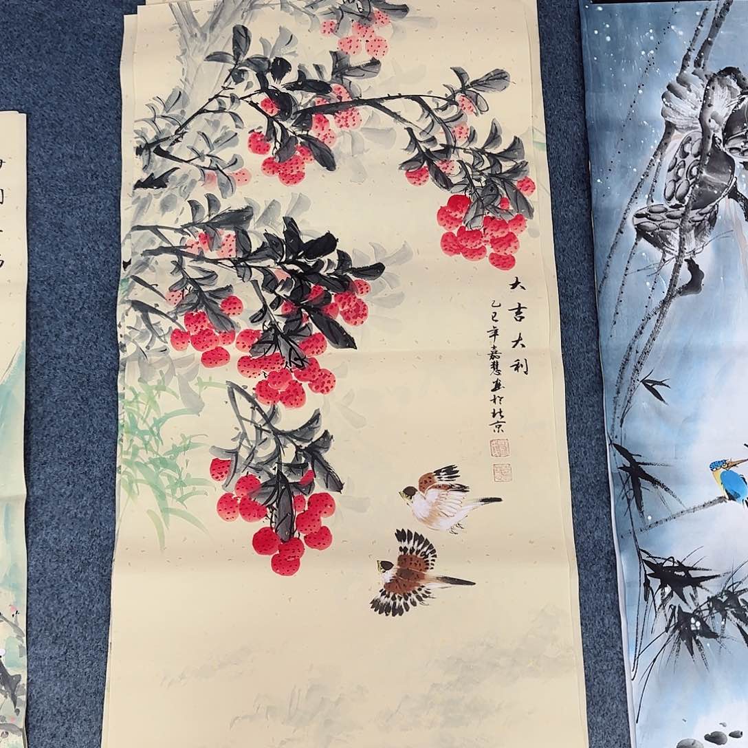 国画尺寸50X100手绘作品 