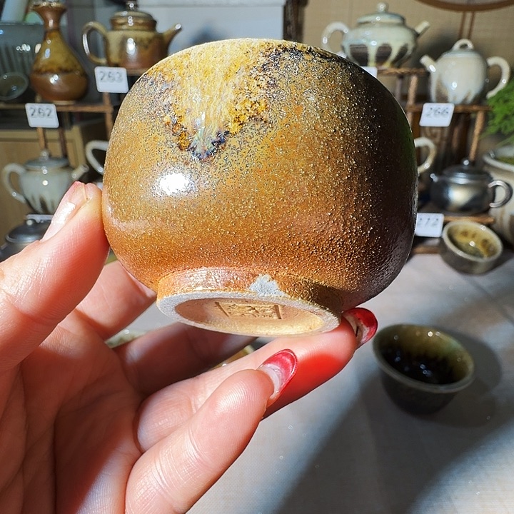 建水紫陶白泥柴烧杯微瑕