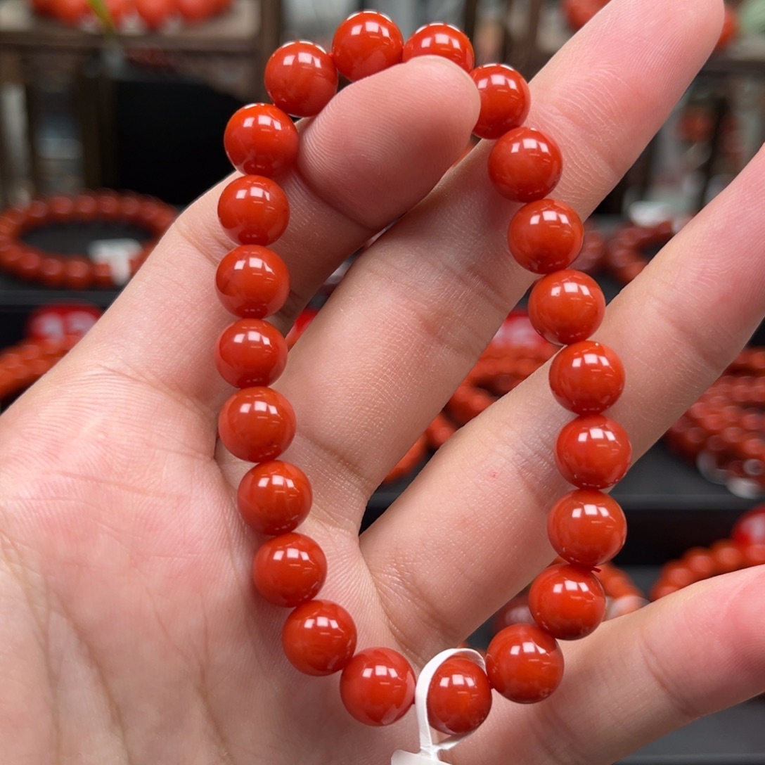 该***该南红玛瑙未镶嵌手链保山五岔路景红手串8*