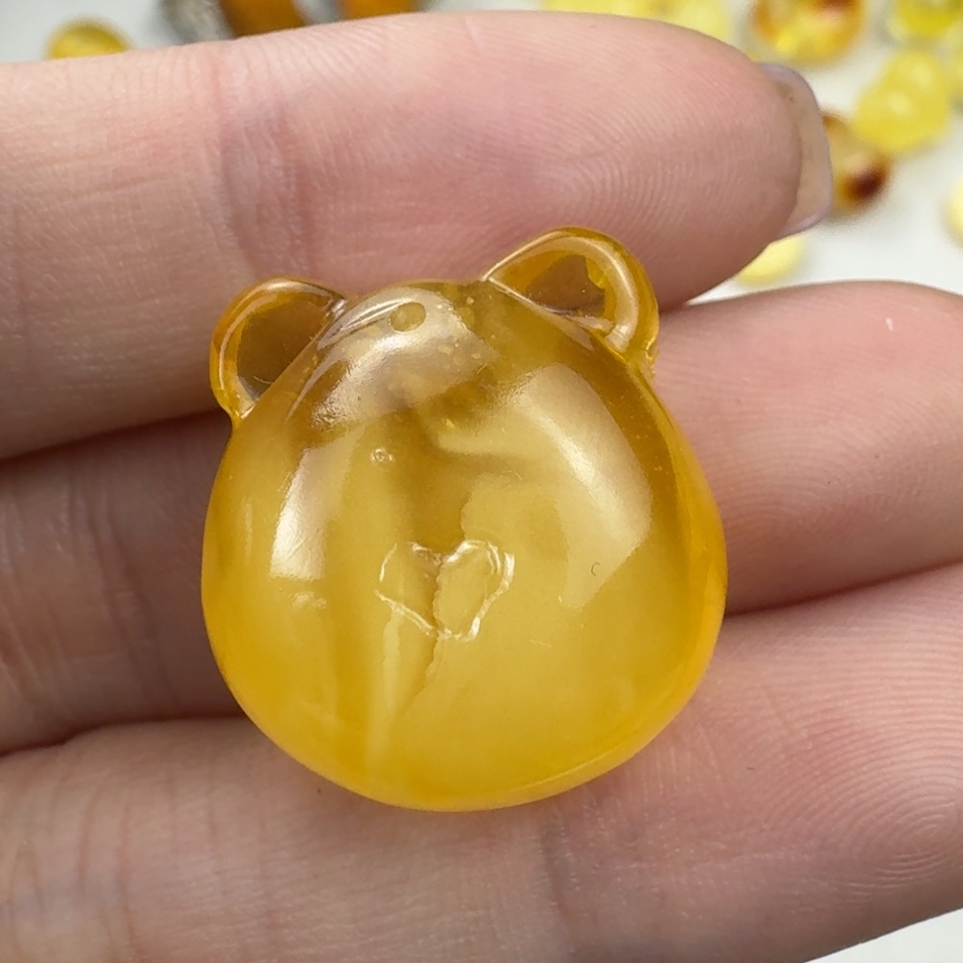 蜜蜡未镶嵌珠宝奇石微粉吊坠孔 21×19.9×13mm