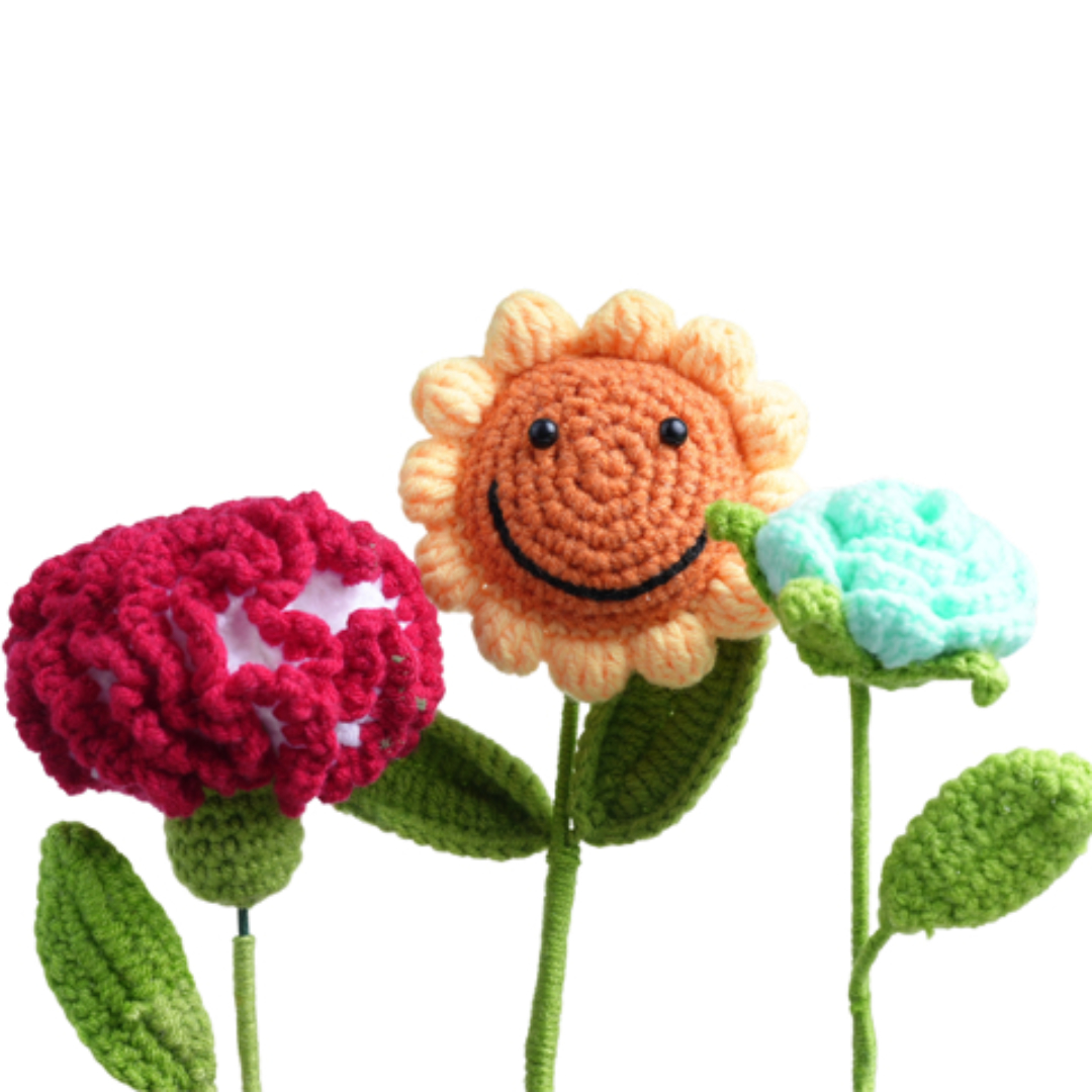 纯手工毛线编织花束