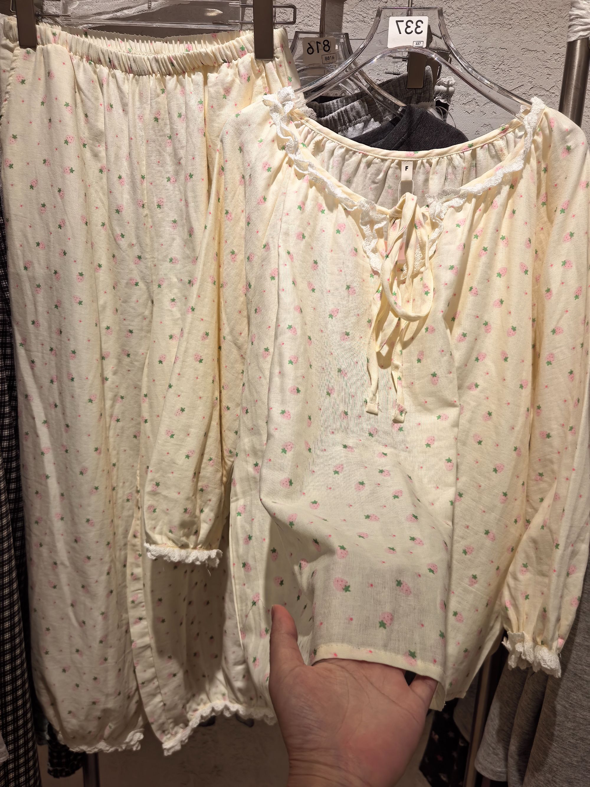 优优家 好看舒服100%纯棉双层纱女士睡衣套装长袖长裤套头家居服