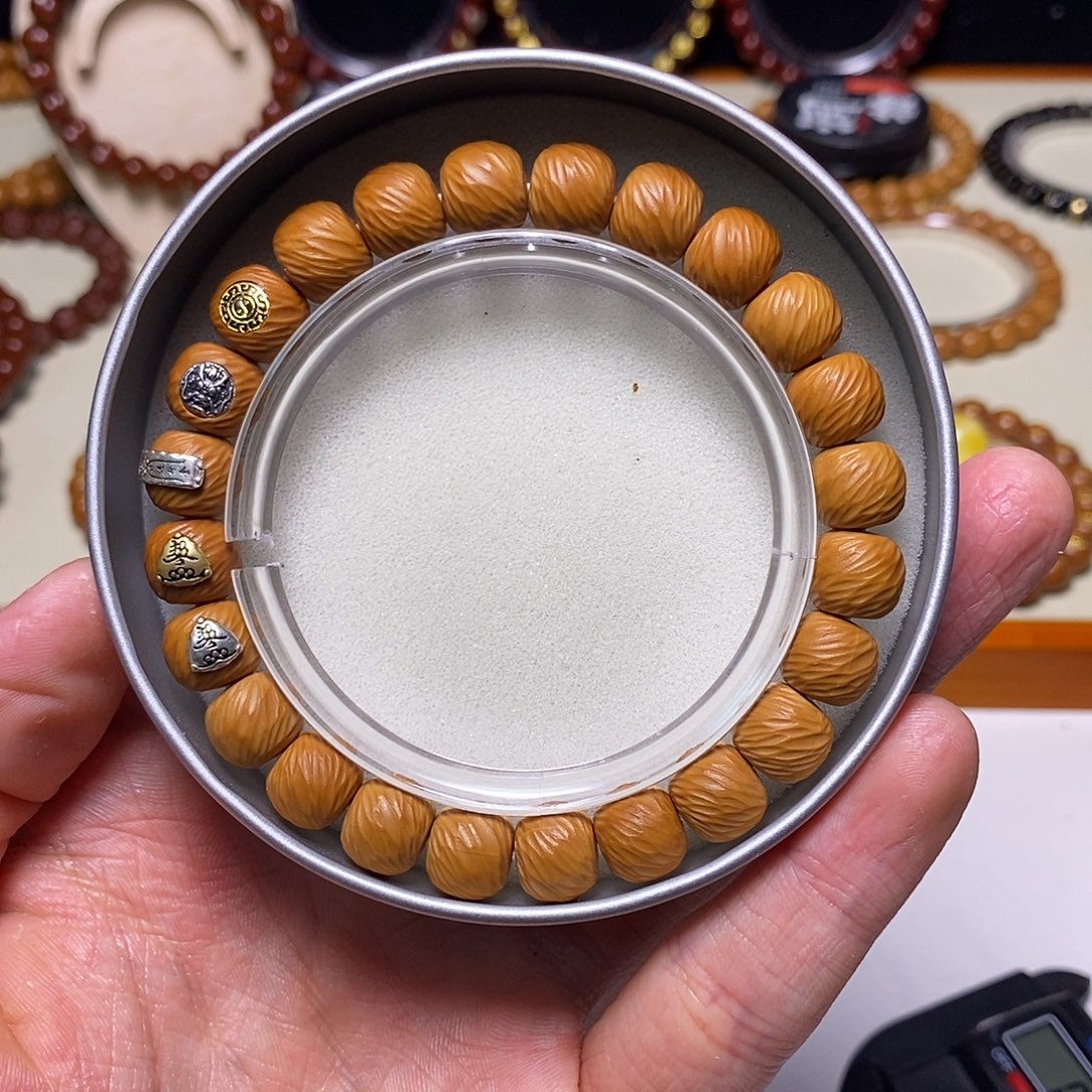 手串猴头核桃全品五标款千刃云锦 尺寸10左右 馒头料