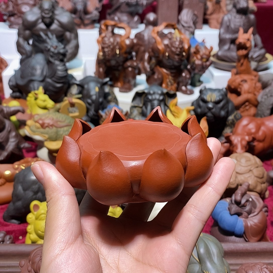 弘***）紫砂茶宠宜兴紫砂莲花座