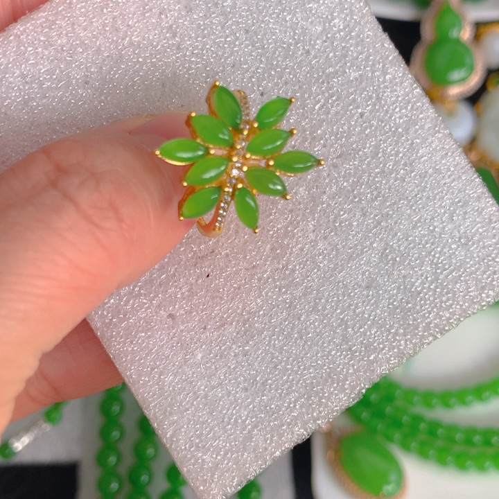 和田玉（碧玉）戒指银S925镶嵌