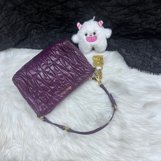 95新 MIU MIU/缪缪 缪缪紫色小号麻将包单肩包