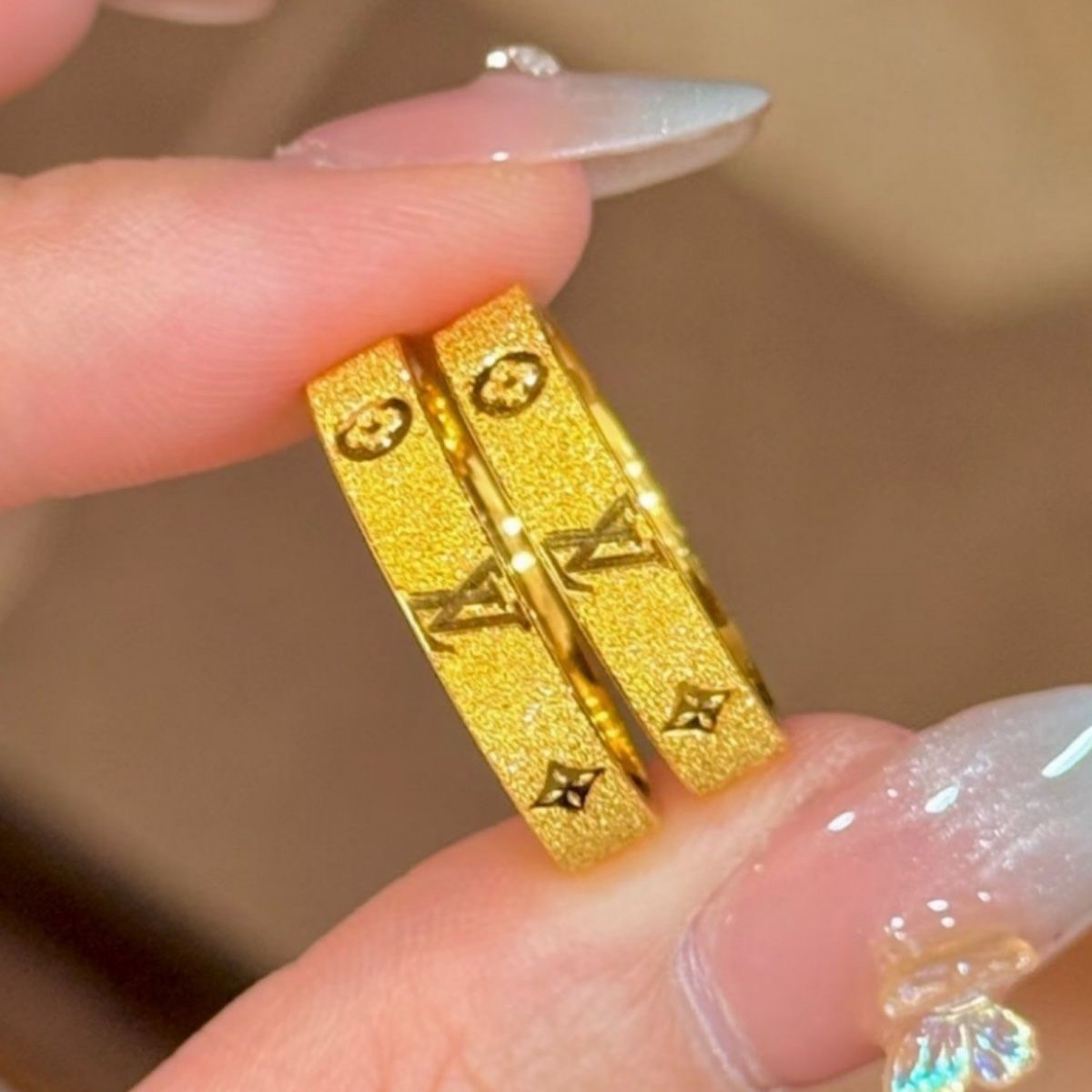 铜合金戒指 铜合金 满天星戒指雕花爆闪磨砂经典时尚男女百搭指环