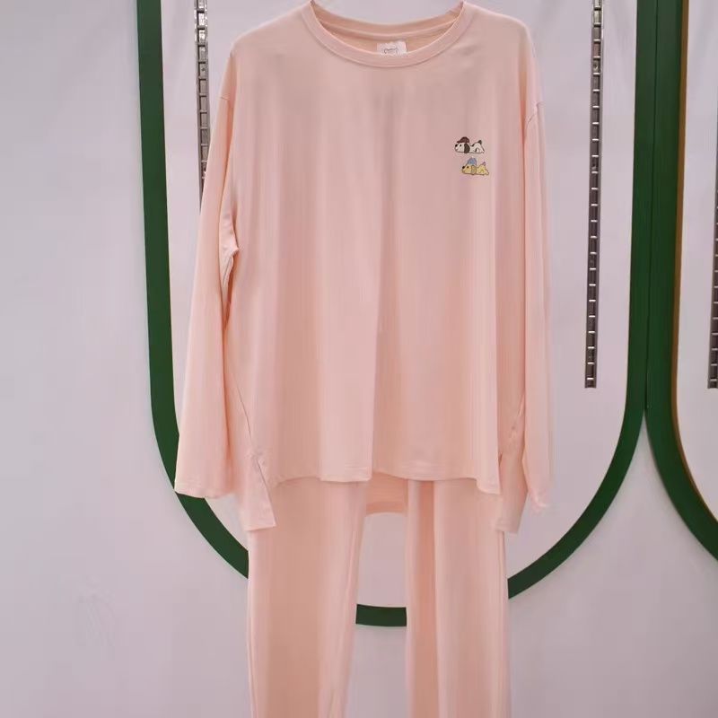 22096小狗印花前短后长棉感休闲睡衣家居服女裤子带口袋