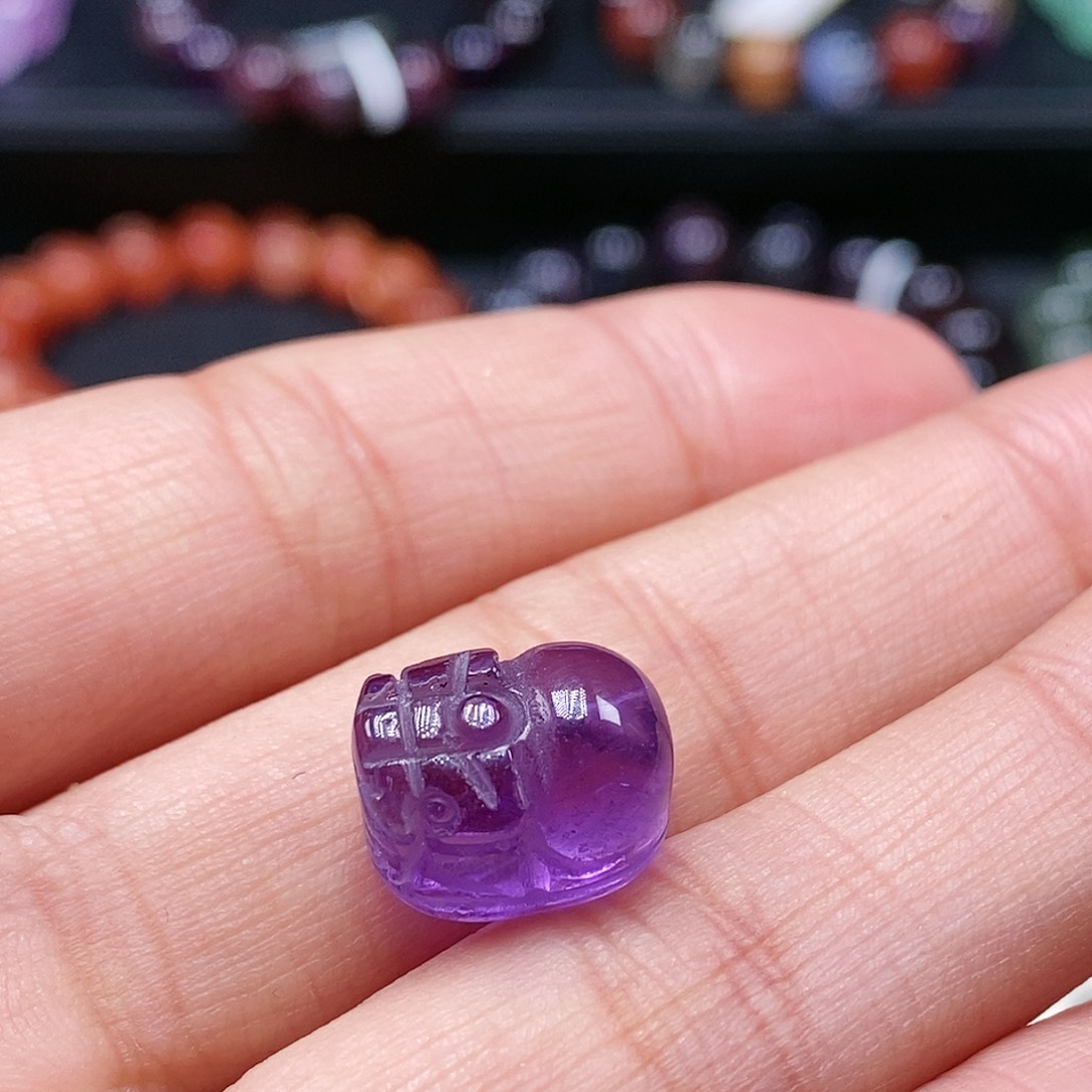 水晶手串未镶嵌支*珍紫水晶打孔