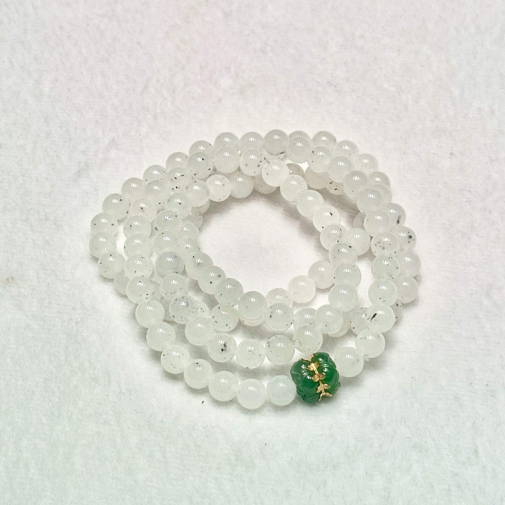 ZBG1356点墨青花俄料果绿并蒂莲长链18k (多样性发其一)