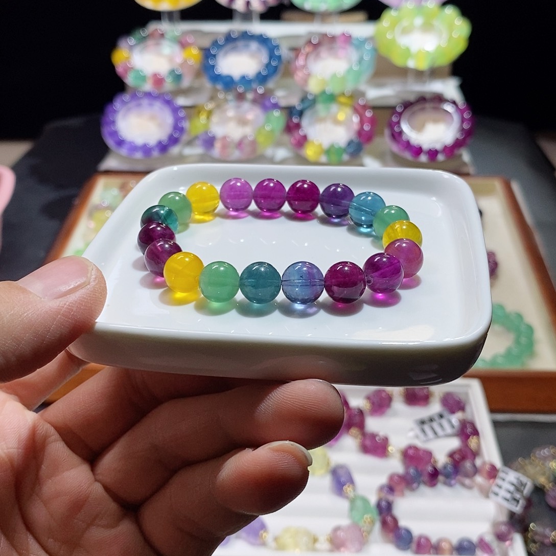 未镶嵌手链水晶艳丽色标10mm