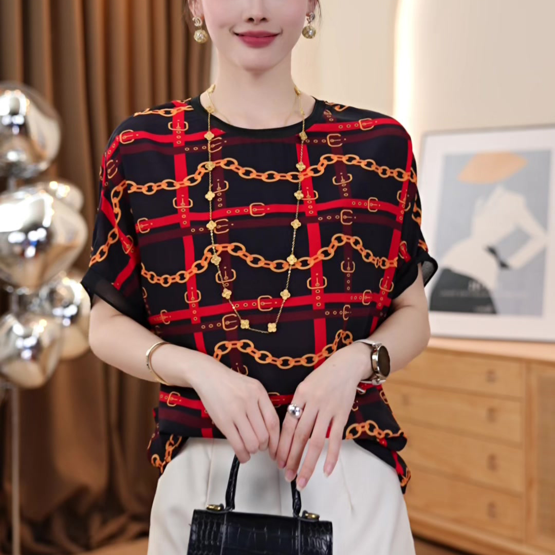 夏季小众高端复古薄款透气减龄气质短袖小衫百搭显瘦时尚套头上衣