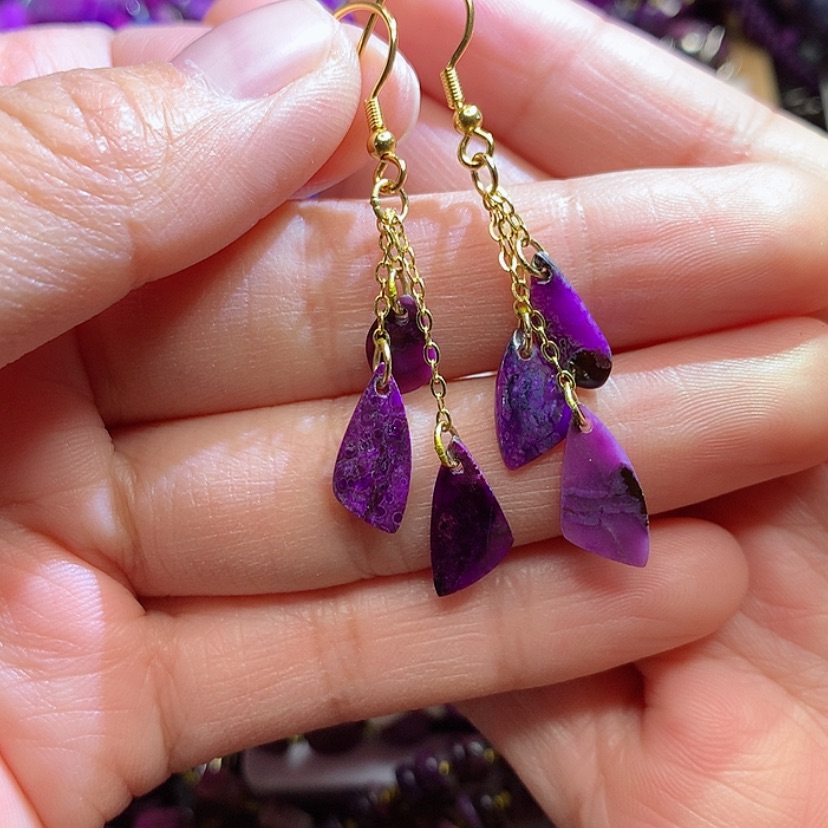 【闪购商品】苏纪石（舒俱来）耳钩银S925镀金镶嵌