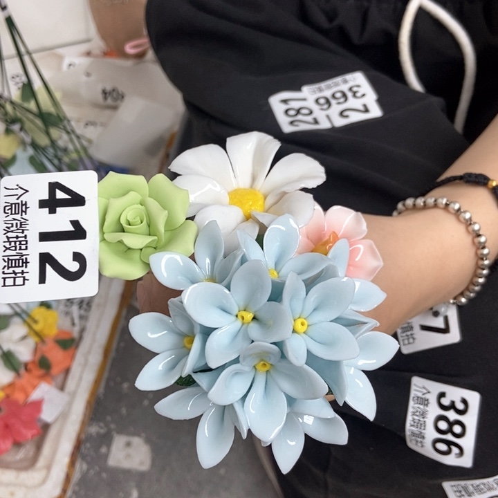 摆件手工制作陶瓷花