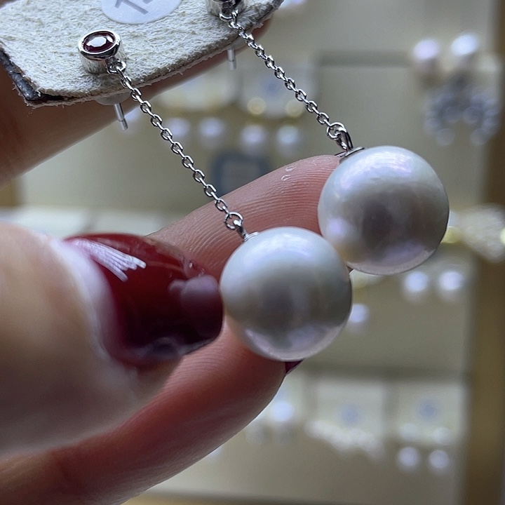 淡水珍珠耳饰银S925镶嵌