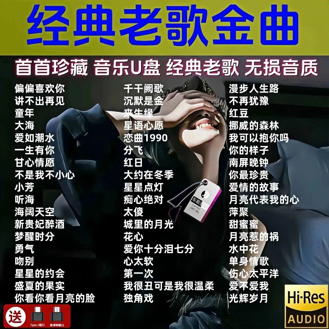  港台国语粤语经典流行歌曲车载音乐U盘 708090年一人一首成名曲