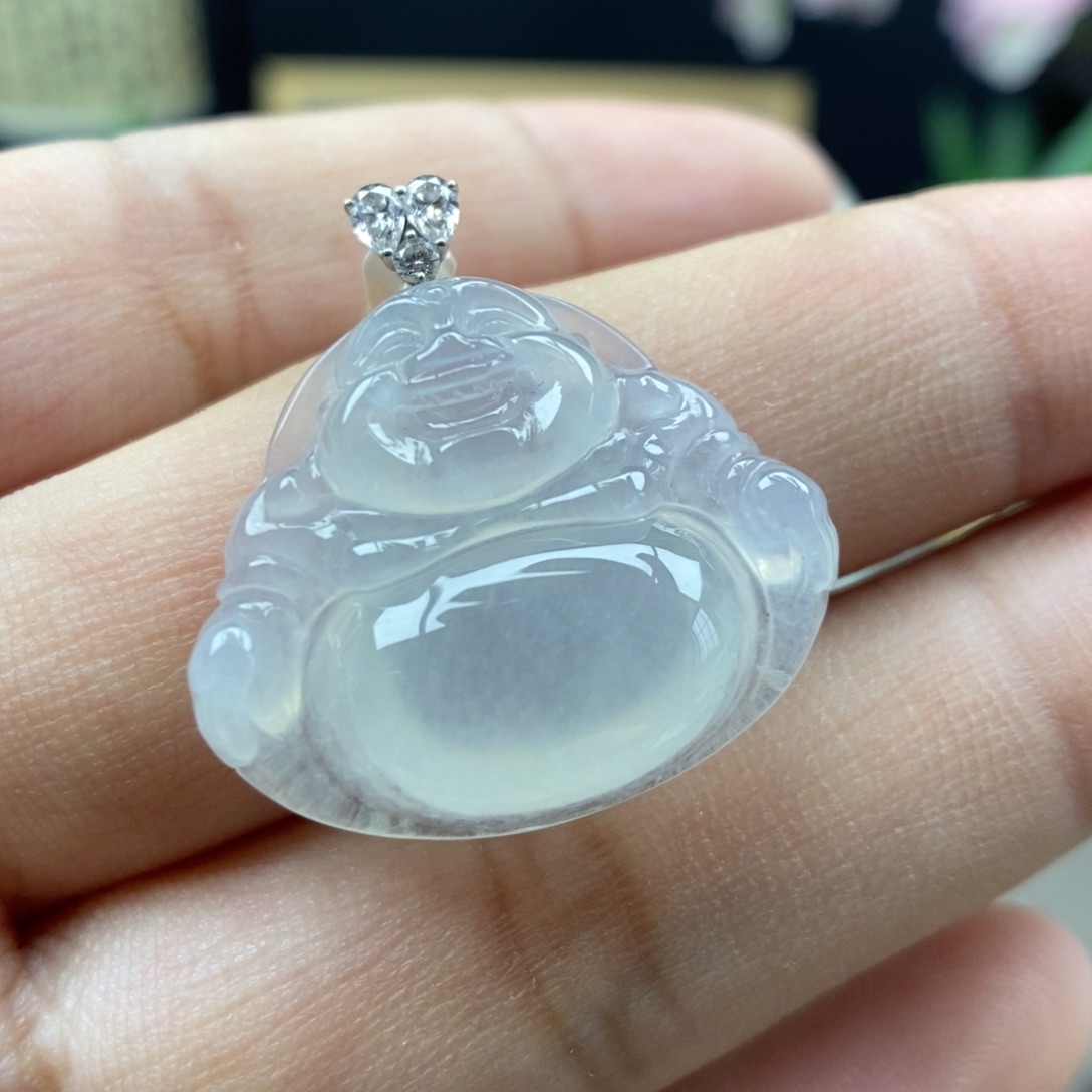 翡翠18K金镶嵌颈饰吊坠24