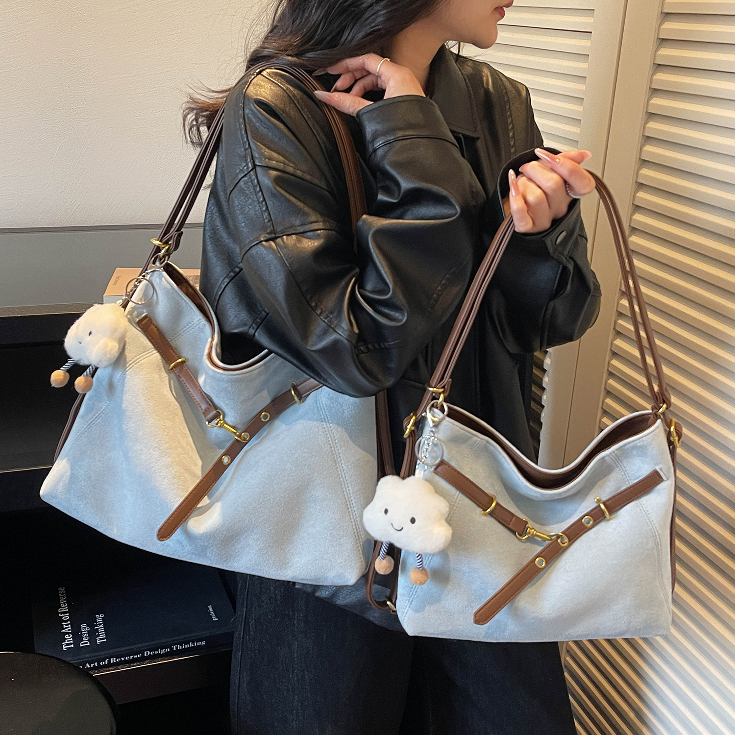 艾米兔女包今年新款时尚简约小众设计双肩包百搭大容量通勤单肩包