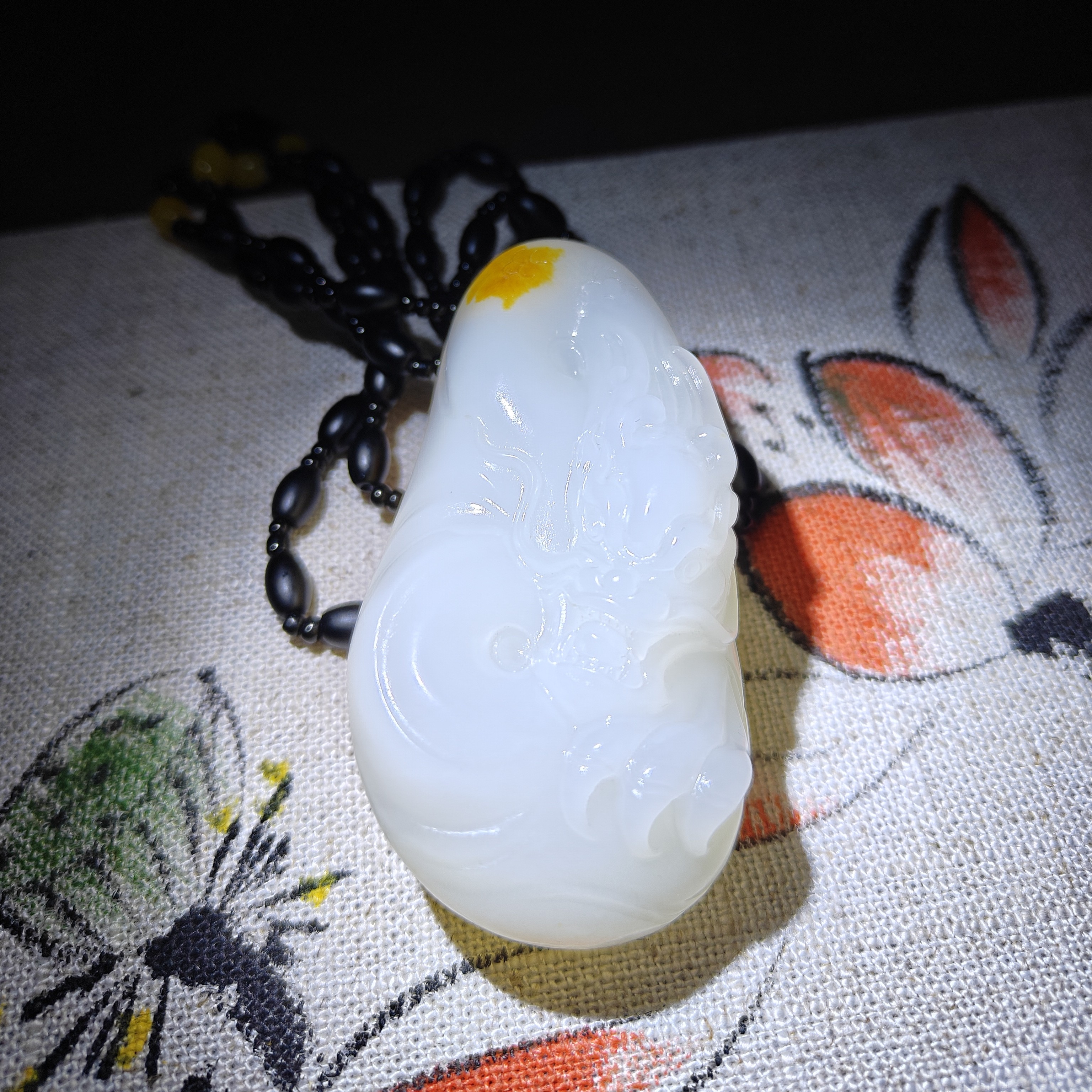 和田玉羊脂白玉神龙护主精美挂件