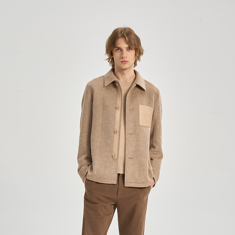 RARE威雅男装25秋冬新款纯羊毛咖色翻领大衣