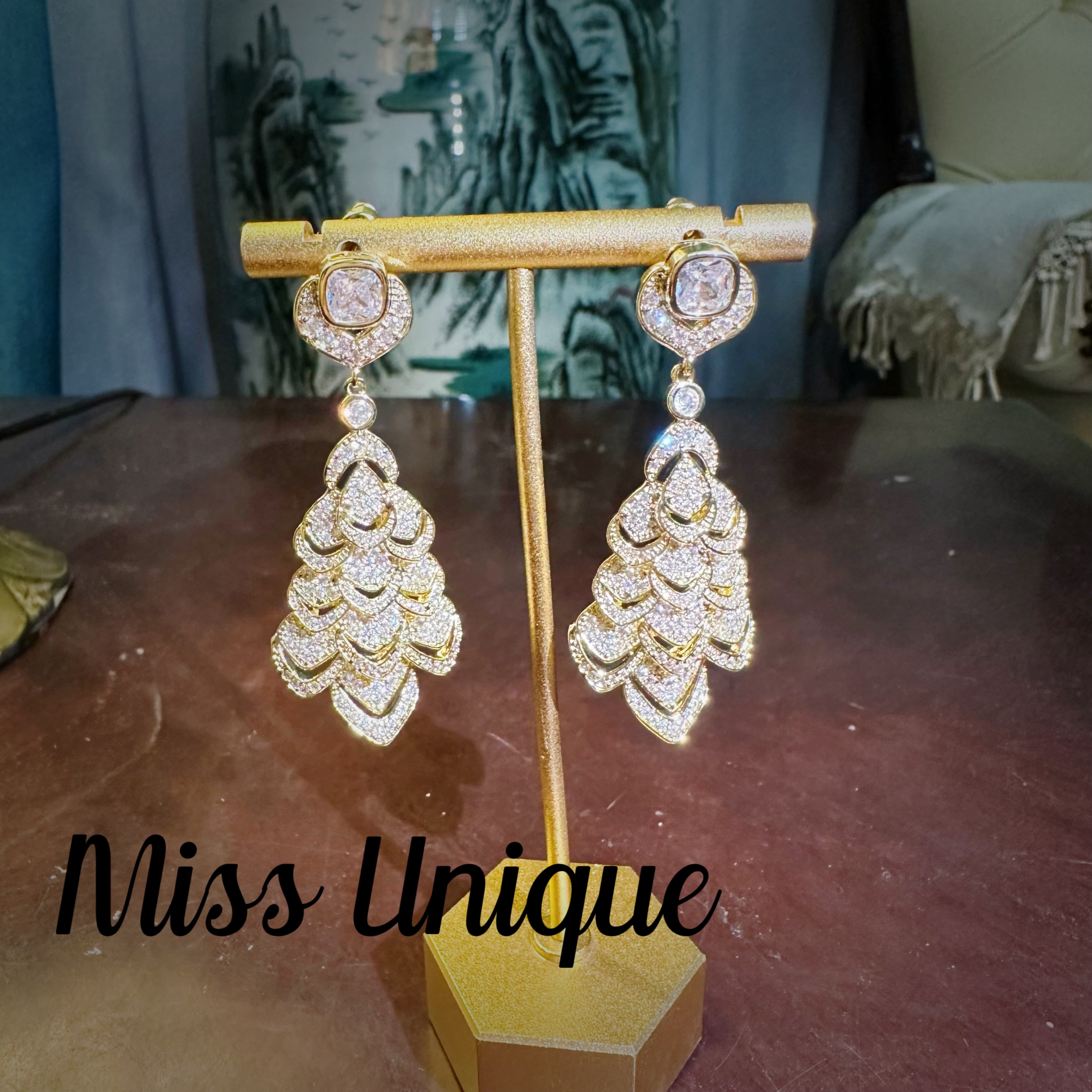 B1496金色叶子耳环