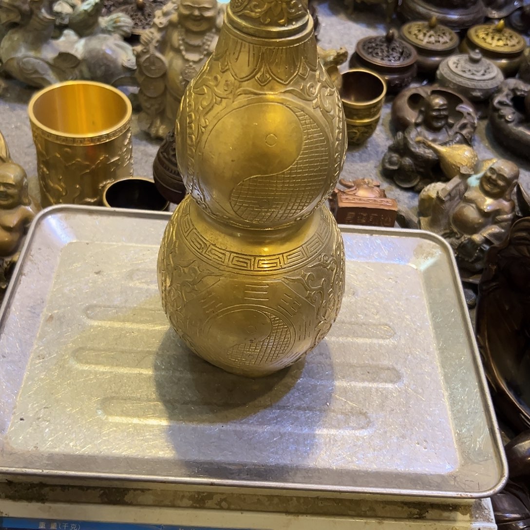 老***迹黄铜摆件，文房摆件工艺品