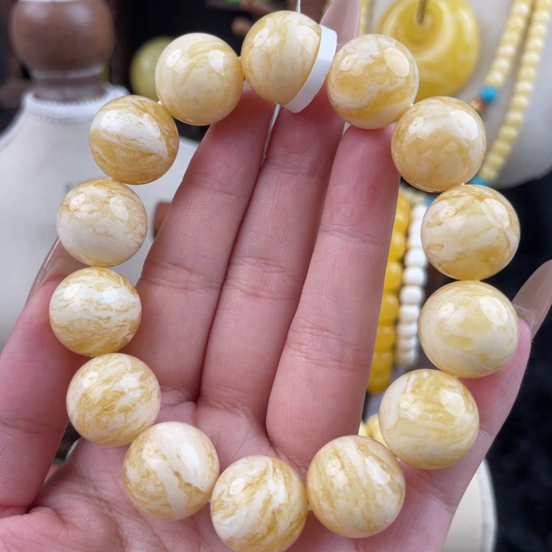 琥珀未镶嵌裸石同料瓷白虎皮千层雪17