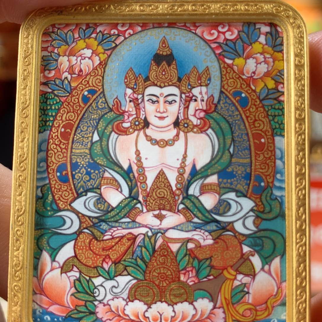 吊坠热贡纯手绘唐卡大日