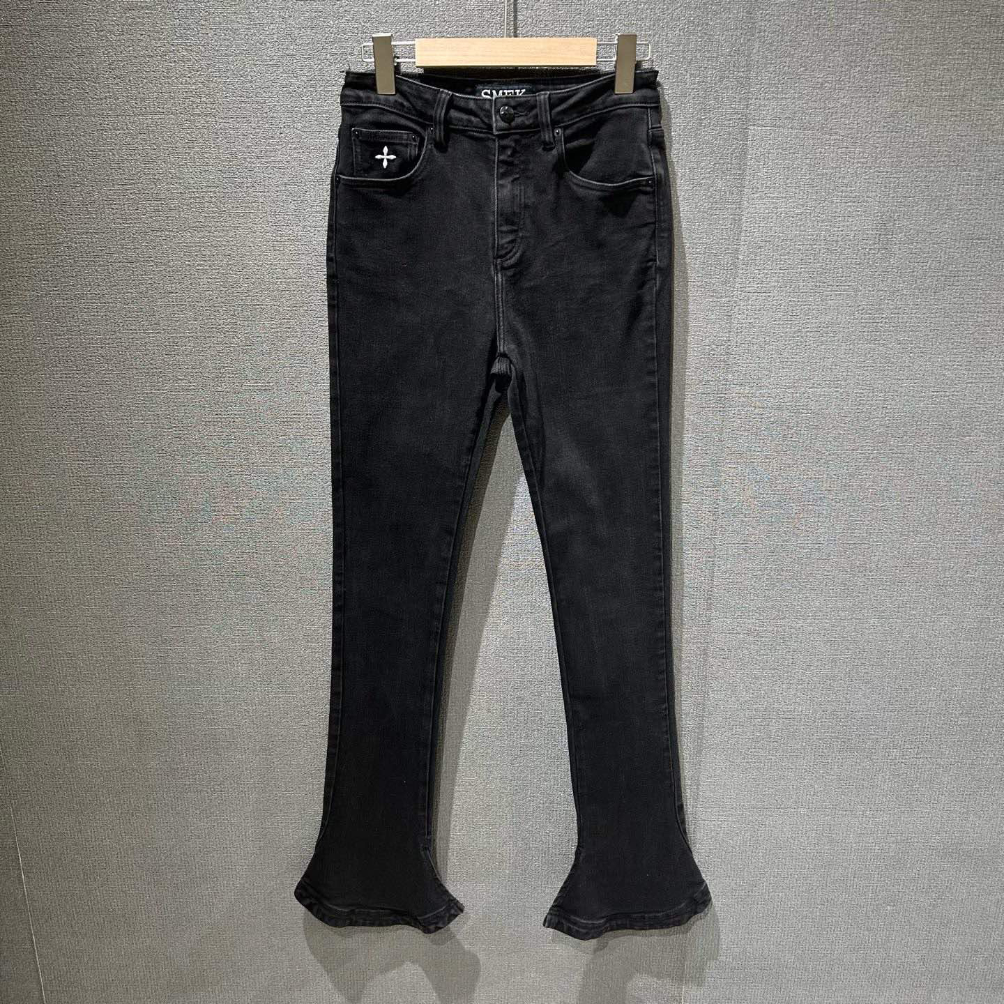 99新 maje SMFK 水洗黑微喇牛仔裤 99新M、L码/8391