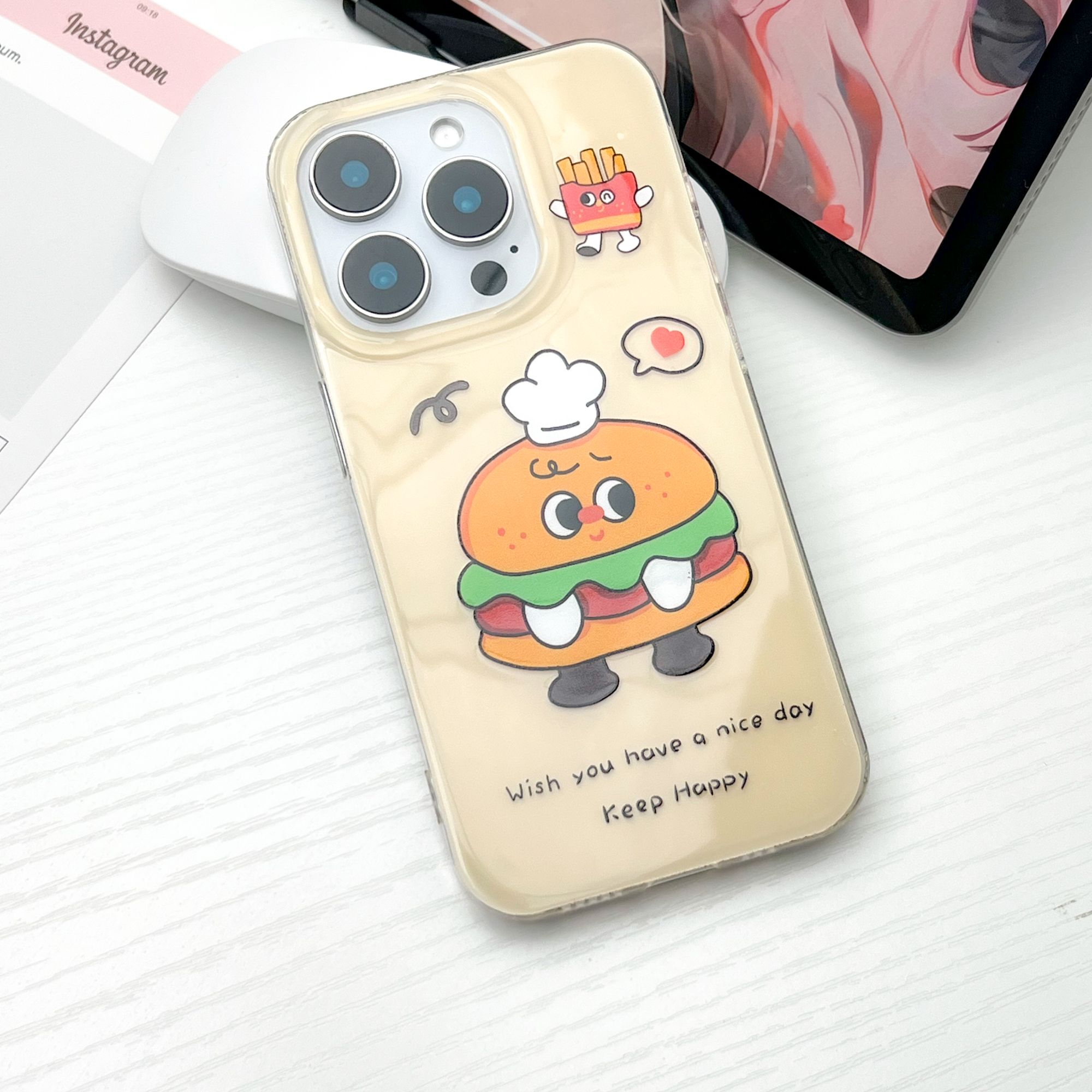 IMD手机壳可爱趣味汉堡薯条适用苹果16iPhone15华为小米oppovivo