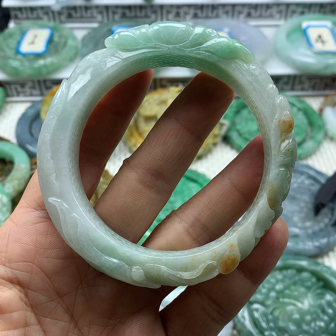 翡翠手镯未镶嵌平***禧复古风格