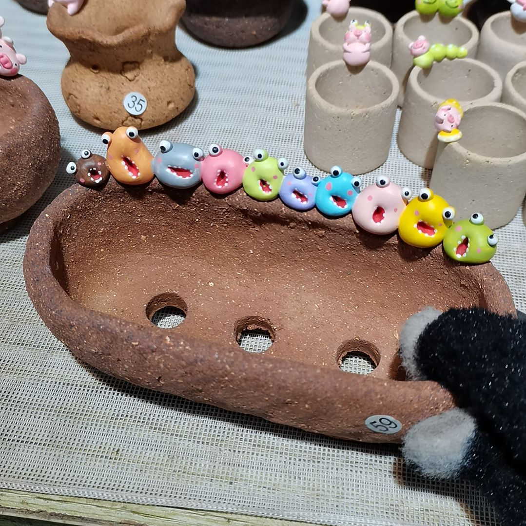 陶口14素烧花盆长条