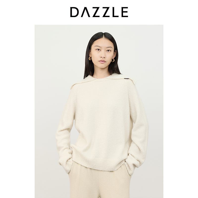 DAZZLE地素毛针织衫羊绒针织翻领套衫2I4E4581B