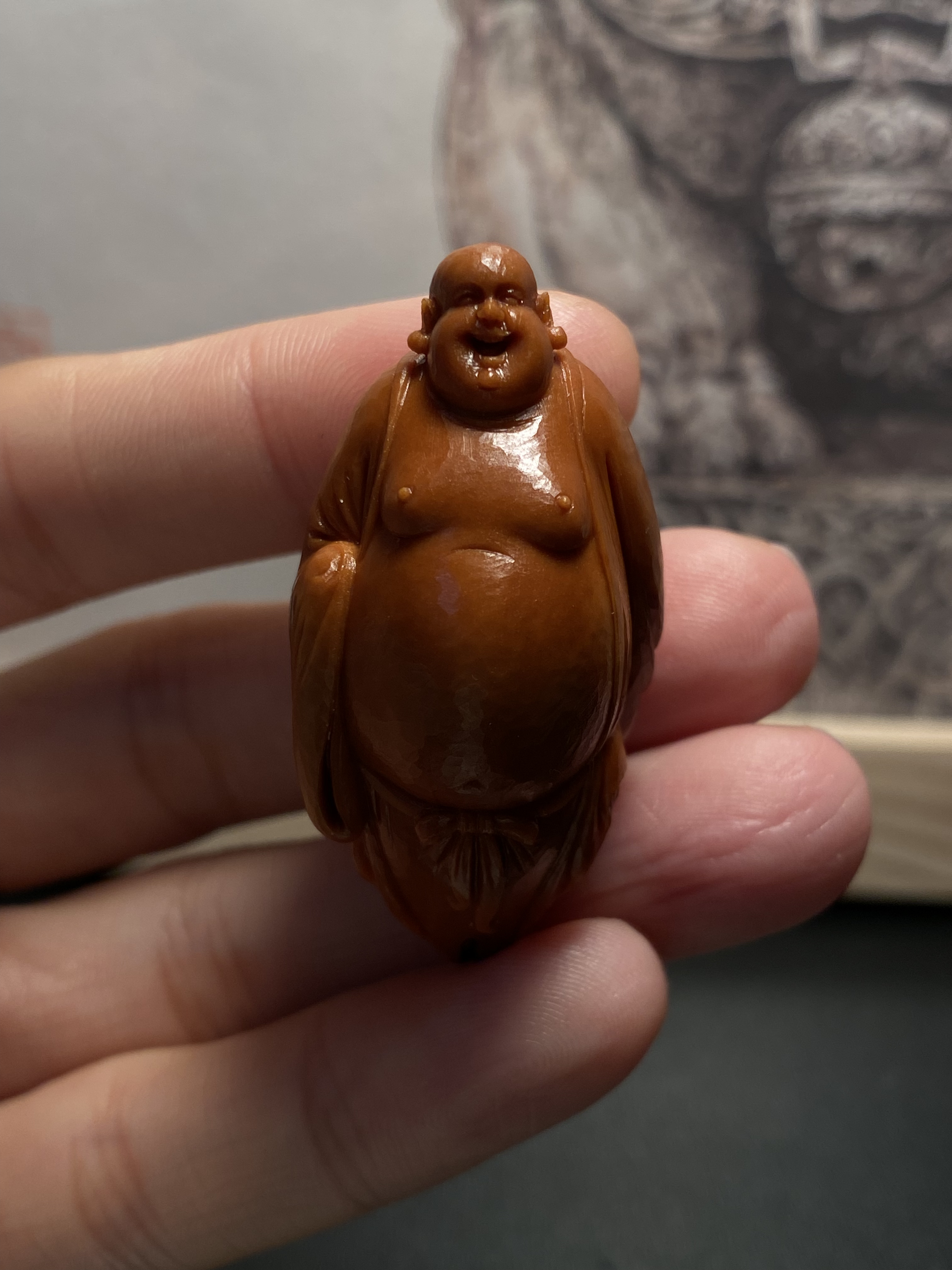 橄榄核纯手工雕刻橄榄核雕弥勒佛