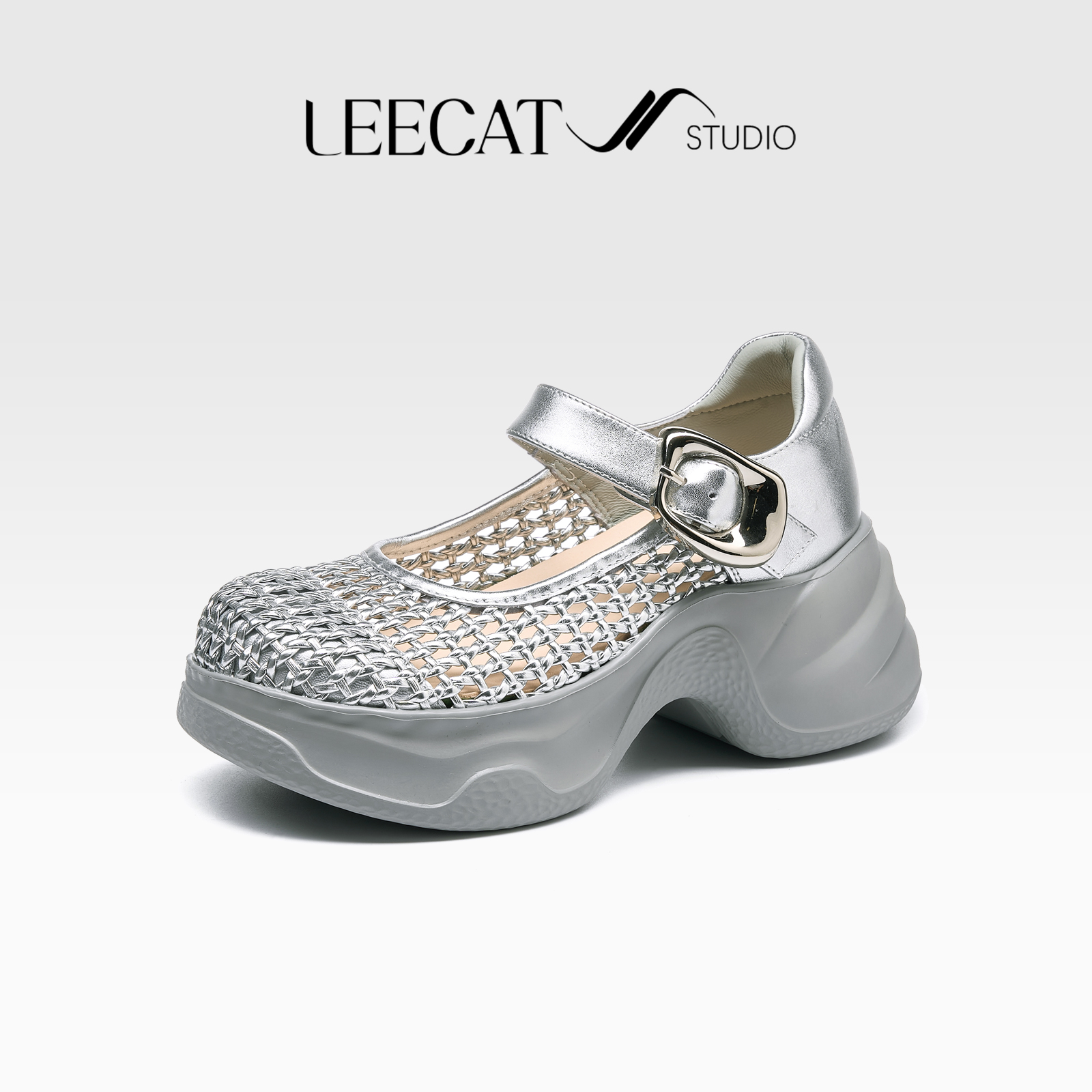 LeeCat Studio | 夏季增高女鞋透气编织凉鞋玛丽珍鞋LES25X0241