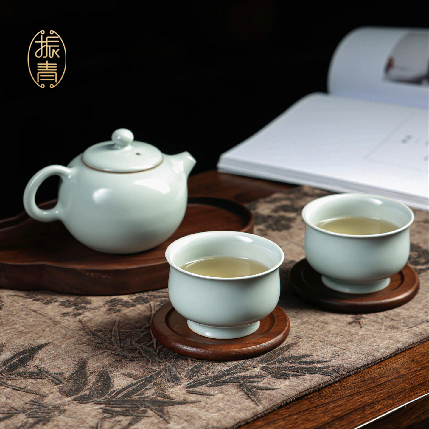 振青汝窑功夫茶具一壶二杯景德镇高端陶瓷家用办公泡茶功夫茶具