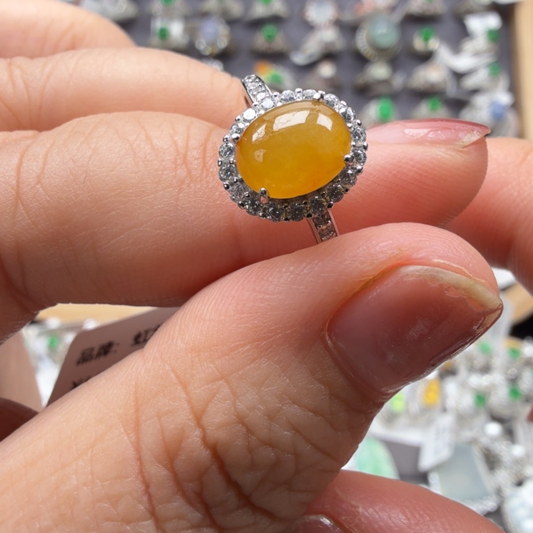 翡翠银S925镶嵌戒指8001