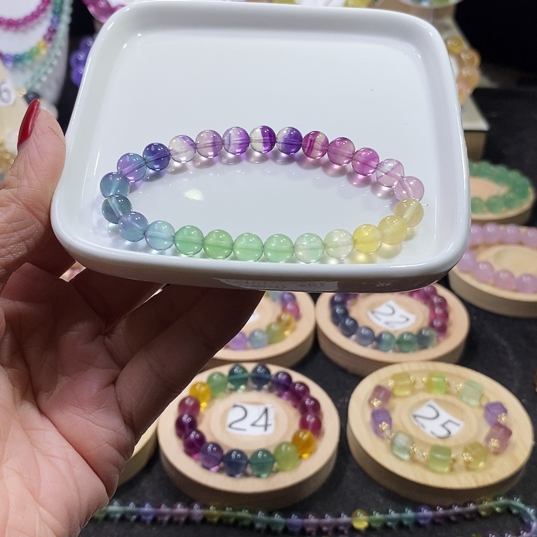 萤石手链未镶嵌7加彩虹