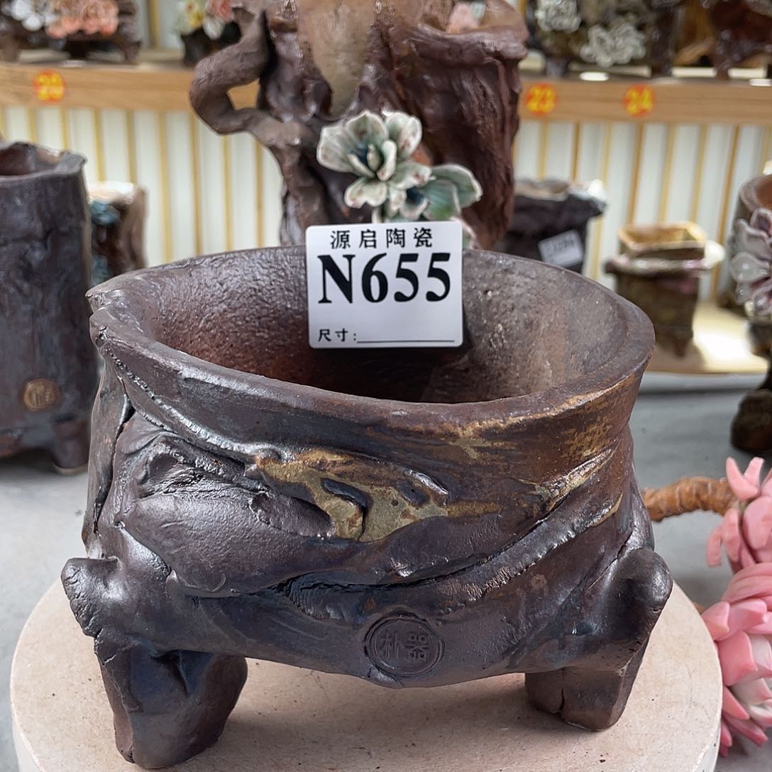 紫砂花盆景德镇陶瓷花盆655