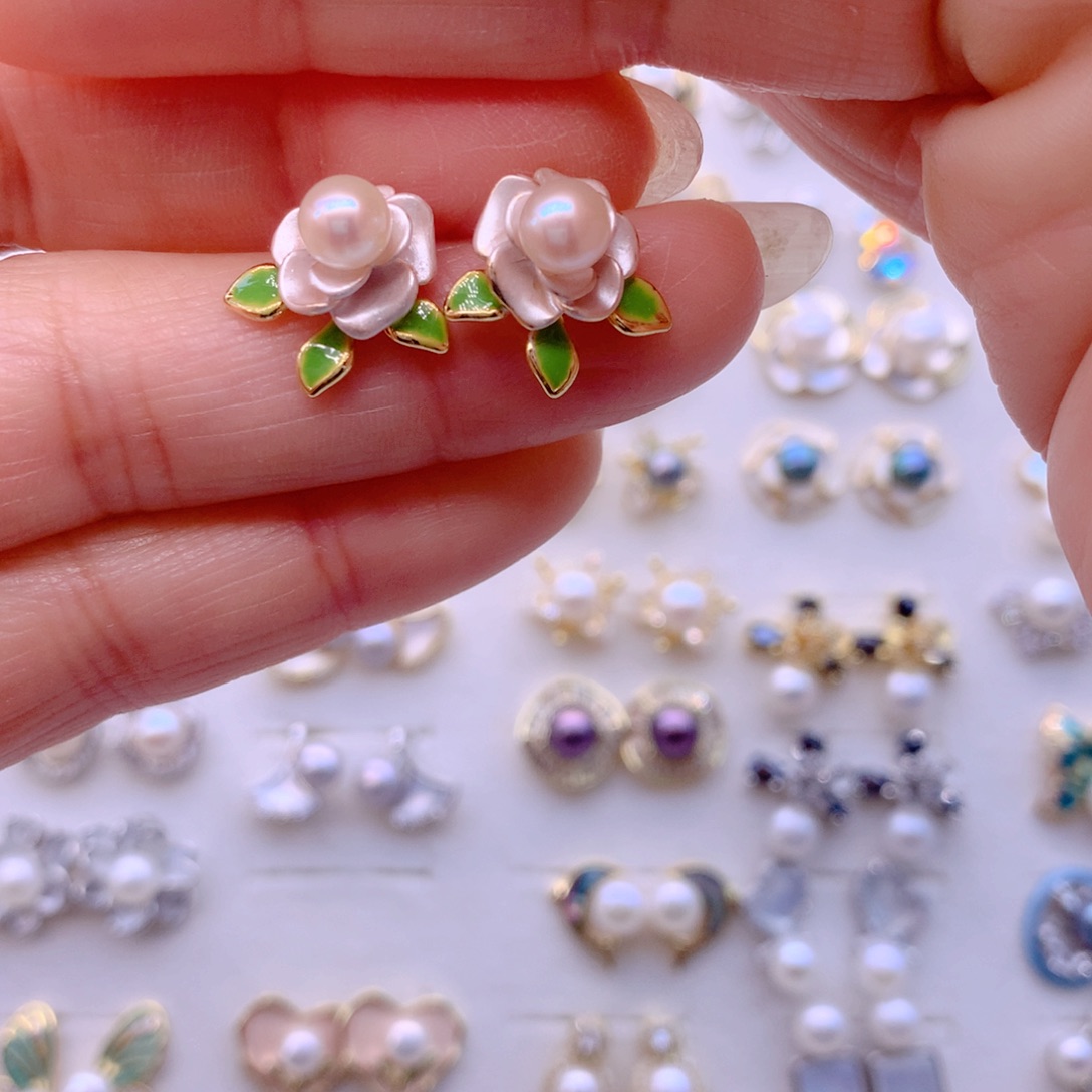 合金淡水珍珠耳饰