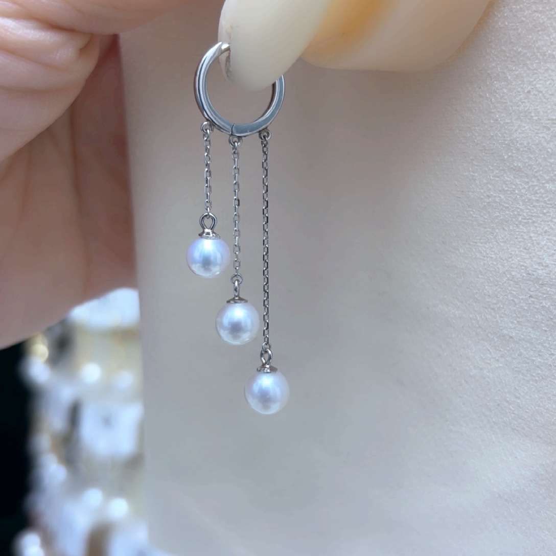 淡水珍珠耳饰银S925镶嵌