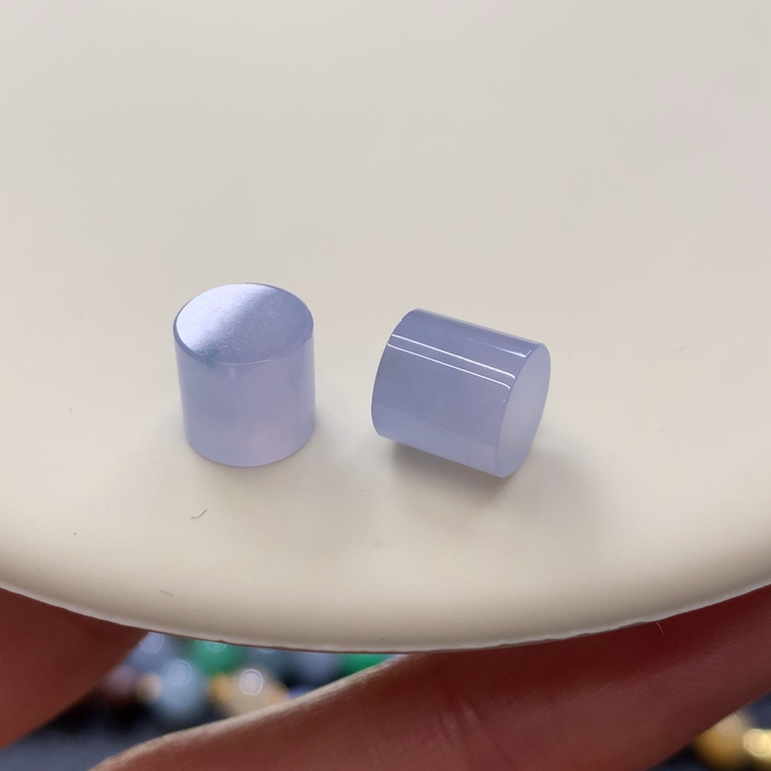 定制翡翠未镶嵌 毛货抛光定制 仙冰紫桶珠一对 可单