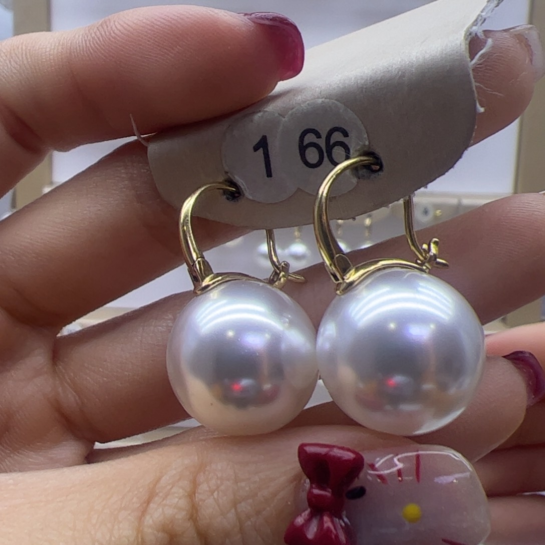 淡水珍珠耳饰18K金镶嵌